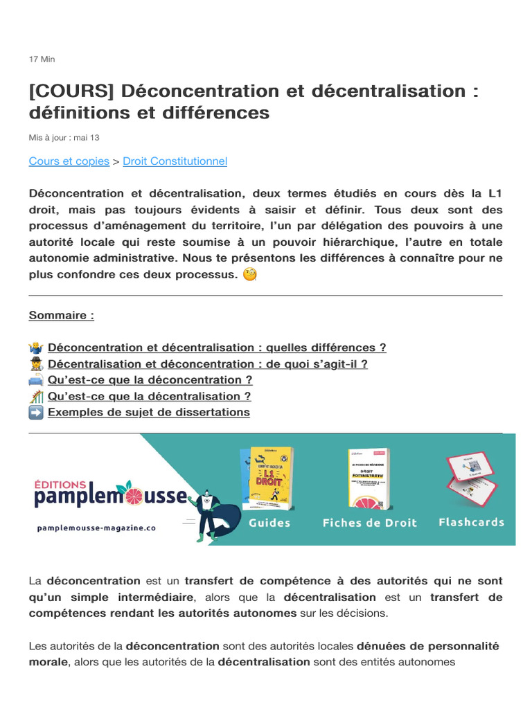 Déconcentration vs Décentralisation | PDF | Communes de France ...