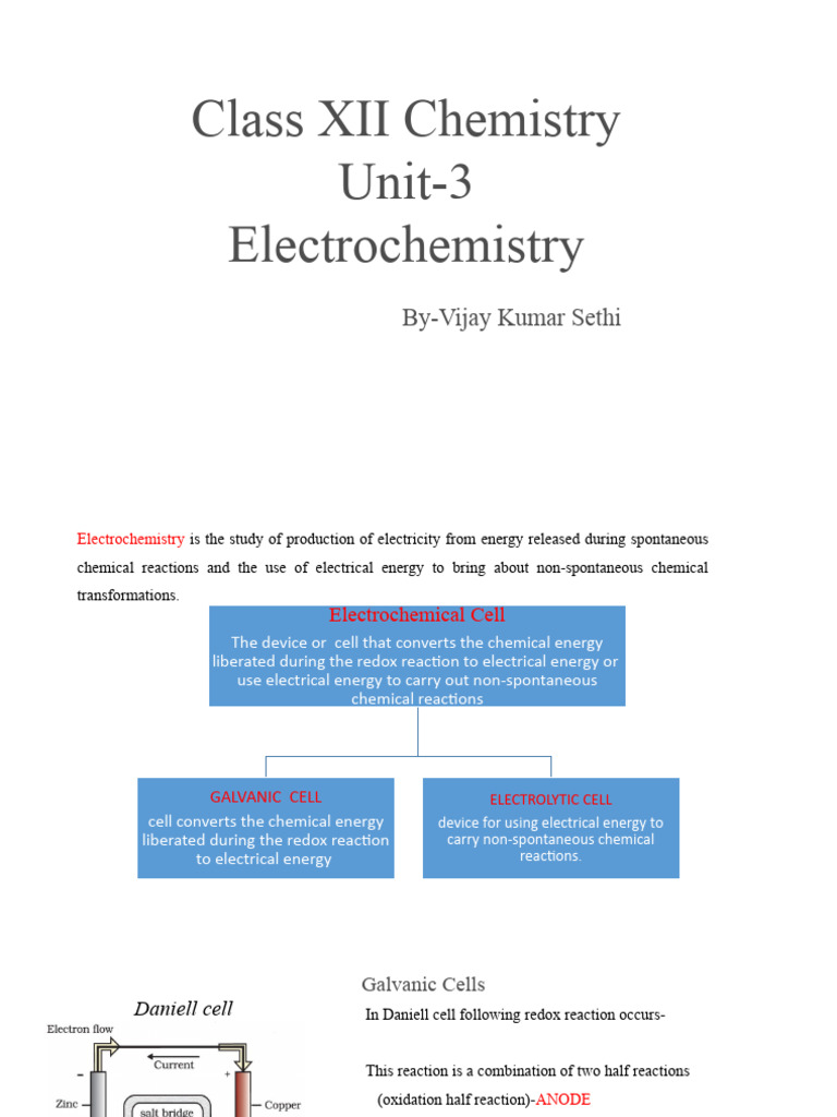 Class 12 Chapter 3 Electrochemistry | PDF | Electrochemistry | Redox