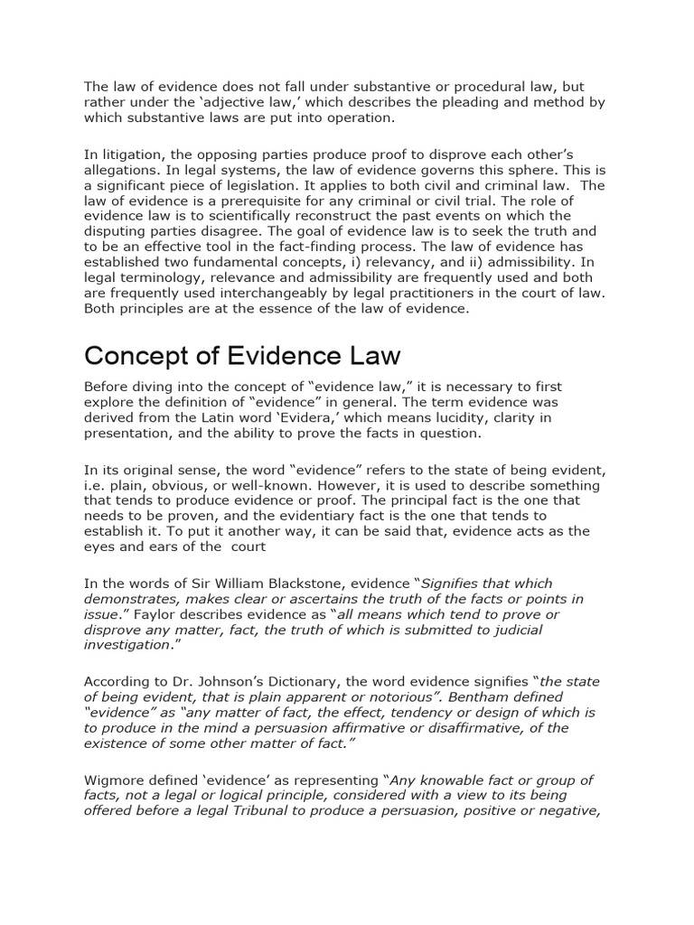 Understanding Evidence Law Basics | PDF | Evidence (Law) | Evidence