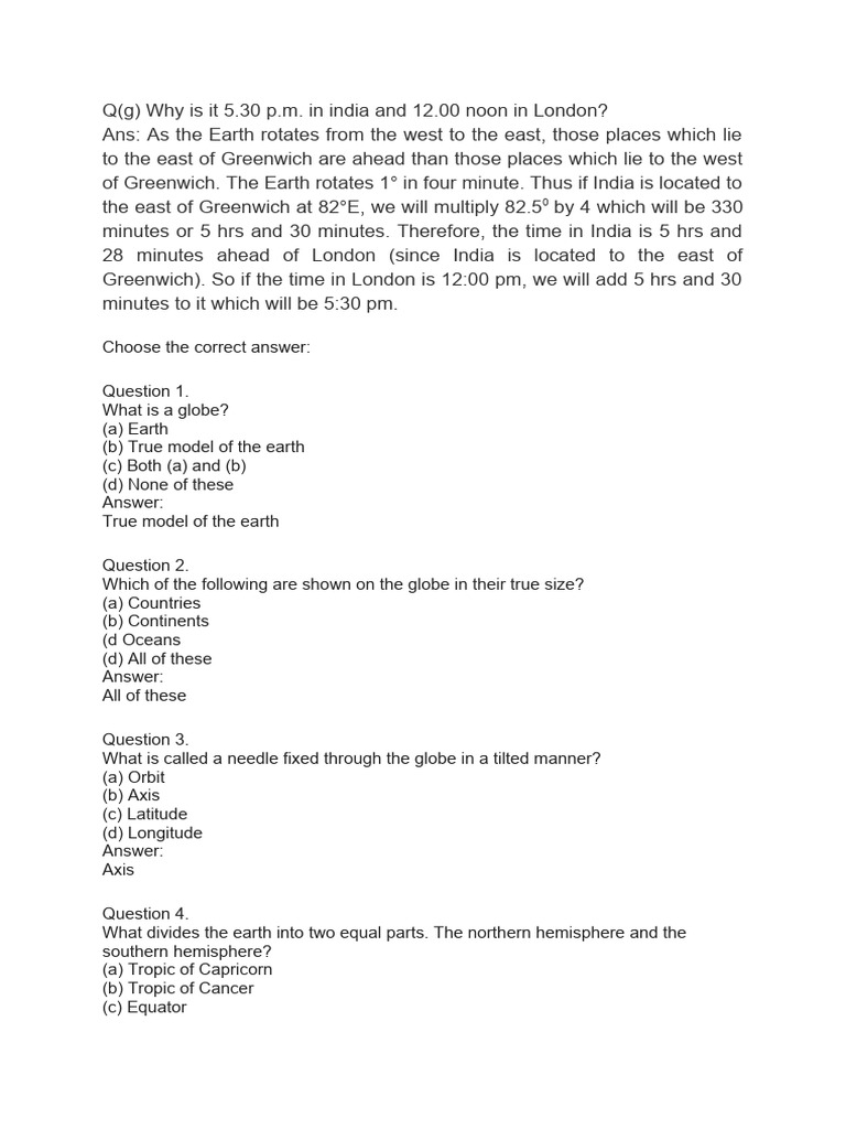 Notes-Globe Longitude and Latitude (Part-2) | PDF | Equator | Latitude
