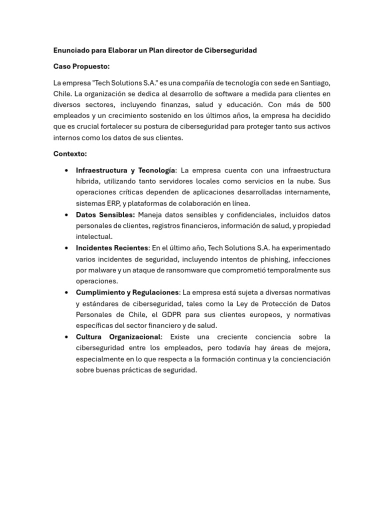 Plan de Ciberseguridad para Tech Solutions | PDF | La seguridad ...