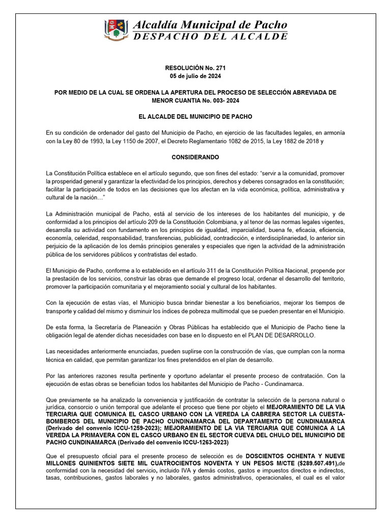 Resolucion de Apertura Samc-003-2024 | PDF | Presupuesto | Gobierno