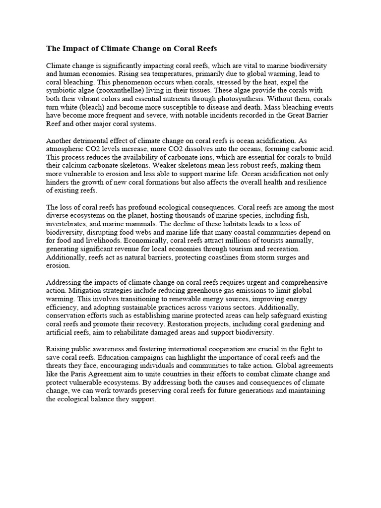 Climate Change Effects on Coral Reefs | PDF | Coral Reef | Coral
