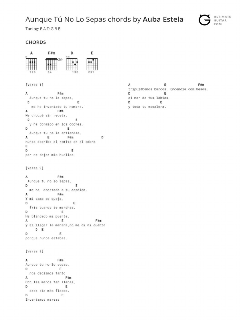 Aunque Tú No Lo Sepas Chords | PDF