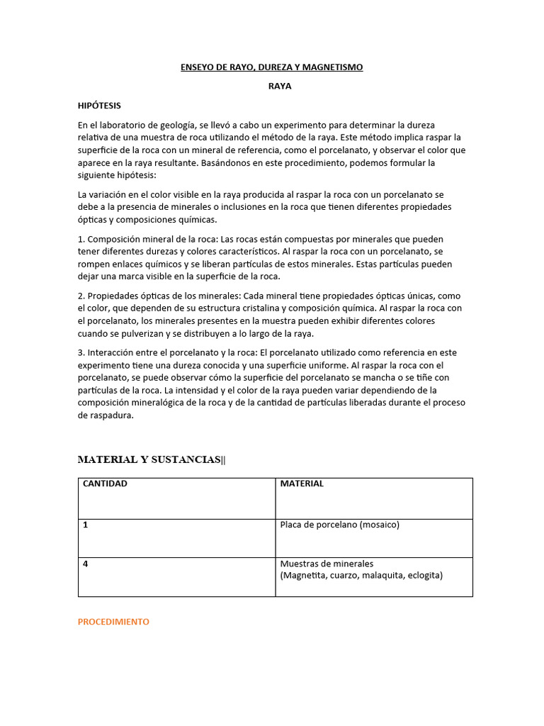 Ensayo de Rayo | PDF | Minerales | Imán