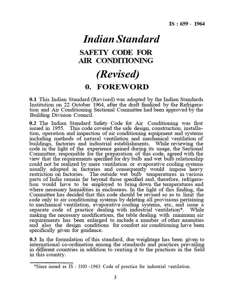 Safety Code for Air Conditioning IS 659 | PDF | Electrical Wiring | Air ...