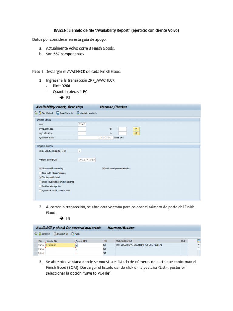 Guía para Llenar Availability Report Volvo | PDF | Informática | Software