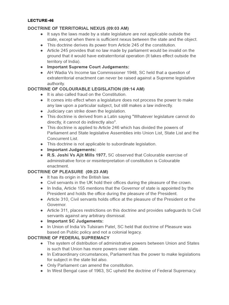 Lecture 46 Vision Ias Pdf Constitution Judiciaries
