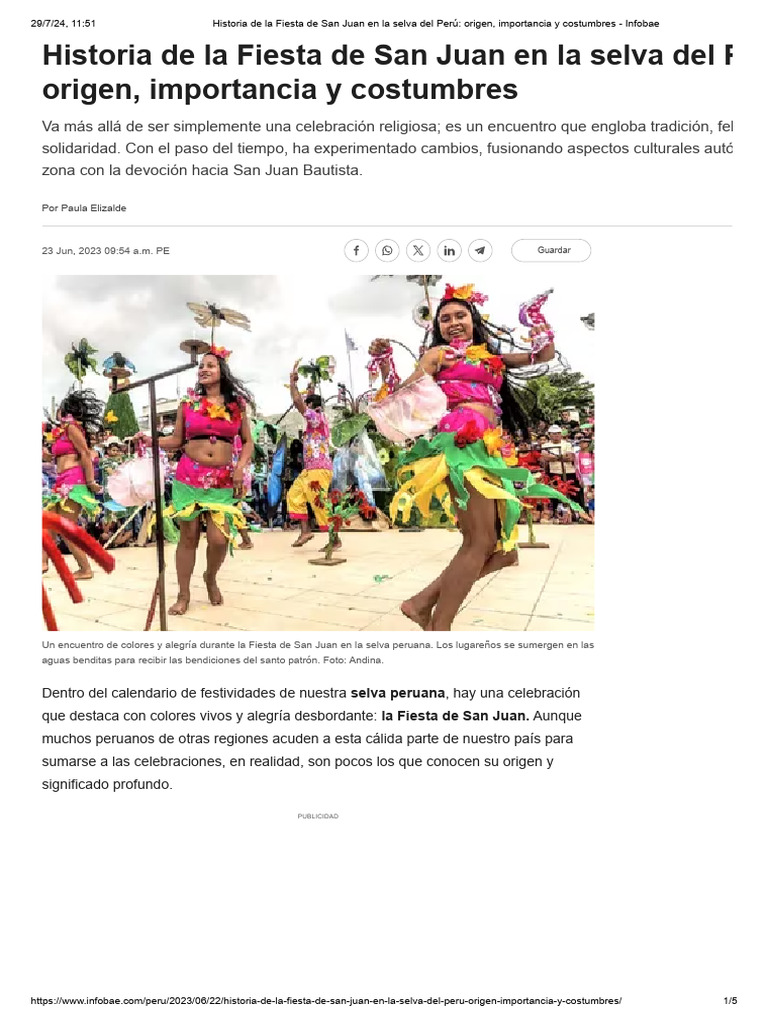 Historia de La Fiesta de San Juan en La Selva Del Perú - Origen ...