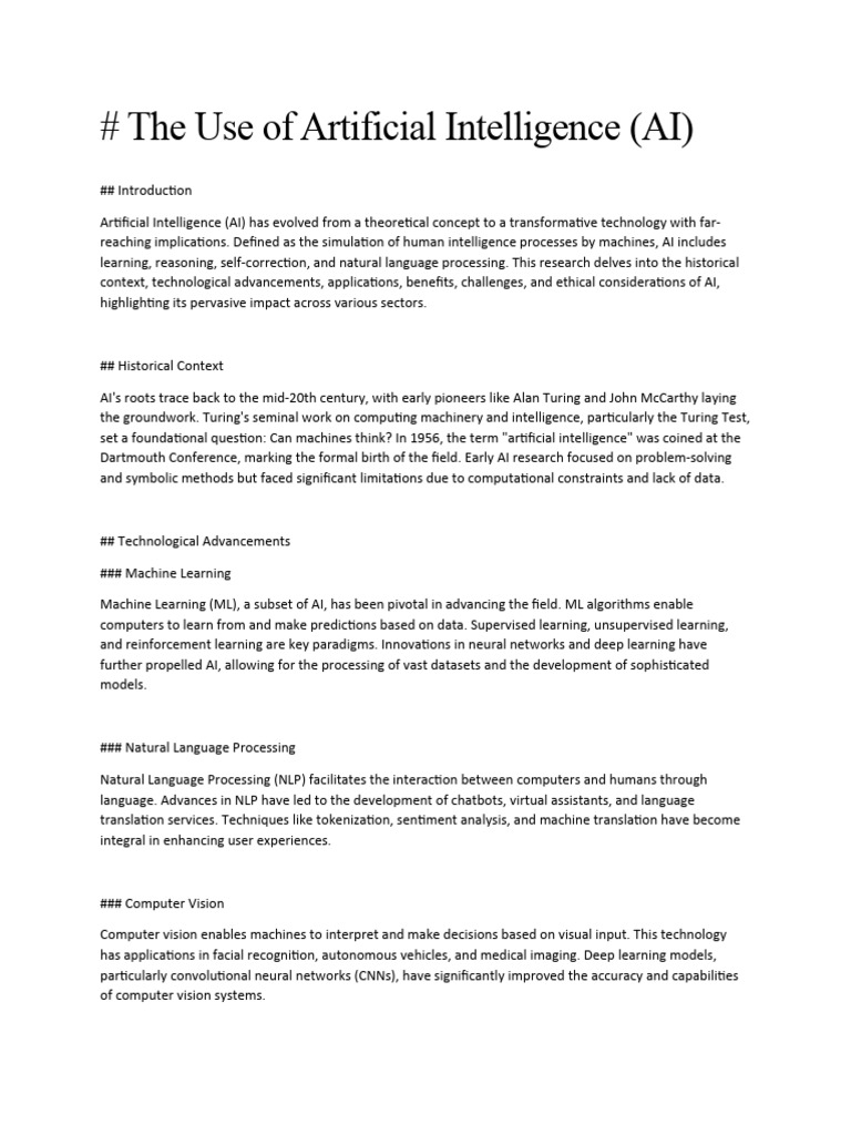 The Use of Artificial Intelligence | PDF | Artificial Intelligence ...