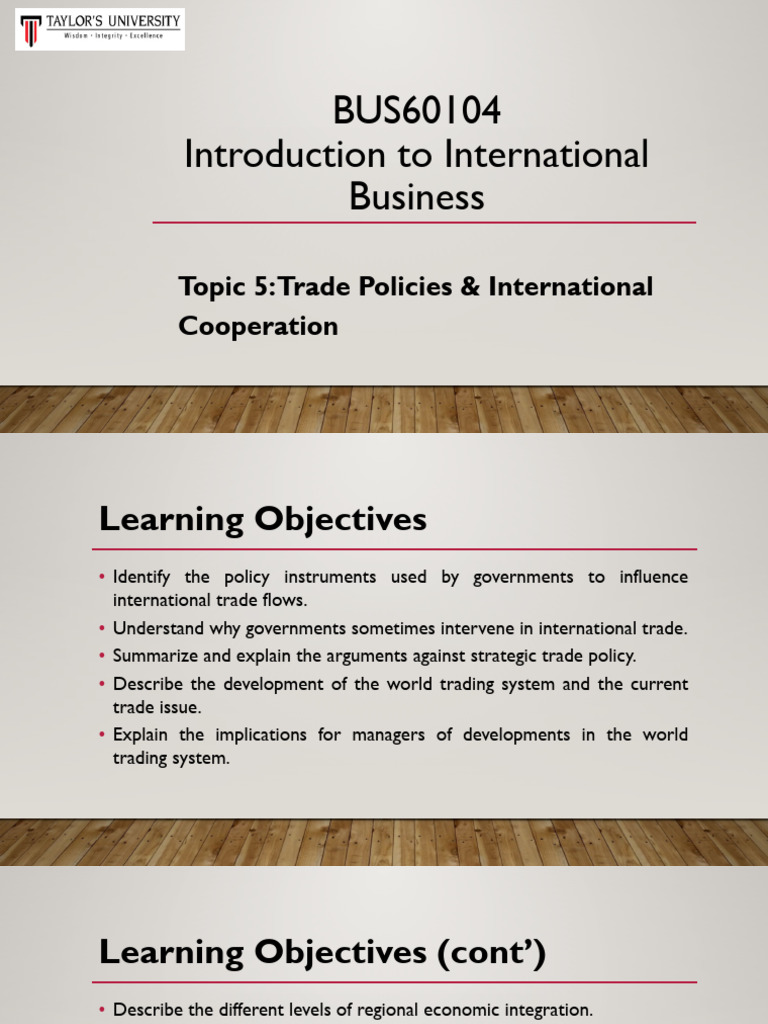 Topic 5 Trade Policies International Cooperation | PDF | World Trade ...