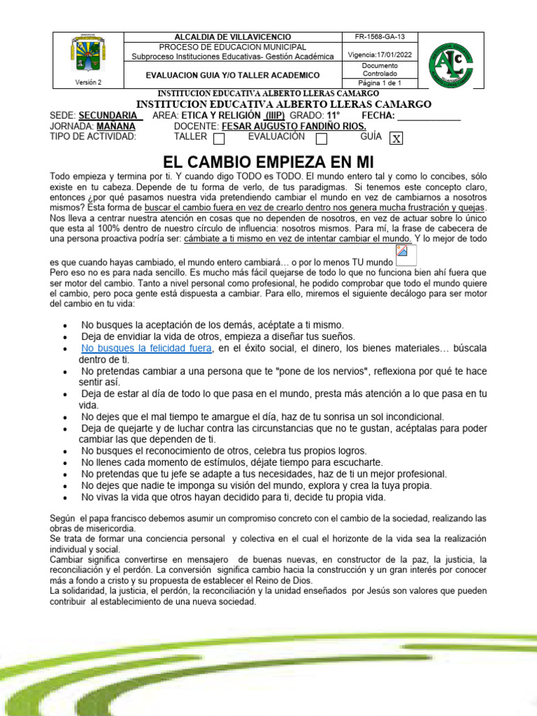 11.el Cambio Empieza en Mi | PDF