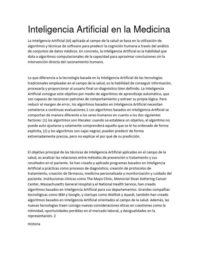 Inteligencia Artificial en La Medicina | PDF | Inteligencia artificial ...