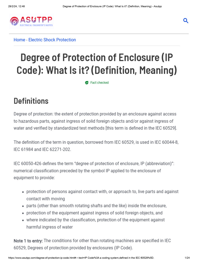 Degree of Protection of Enclosure (IP Code) - What Is It - (Definition ...