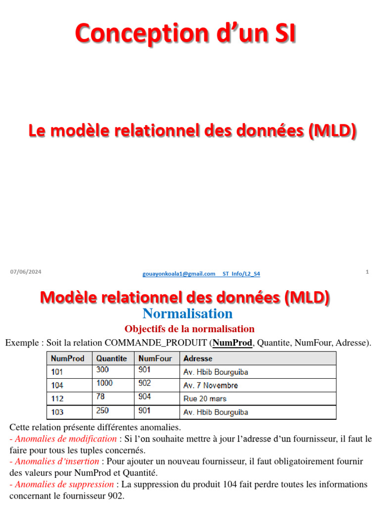 Modèle relationnel et normalisation des données | PDF | Recherche d ...