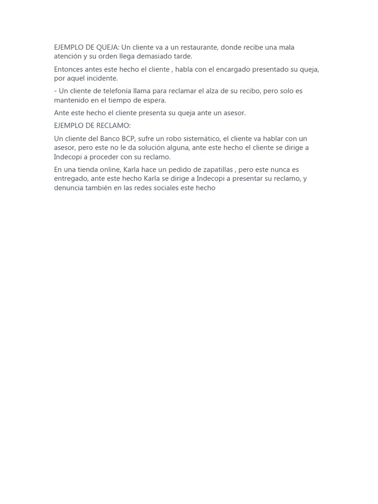 Ejemplo de Queja | PDF | Finanzas y dinero