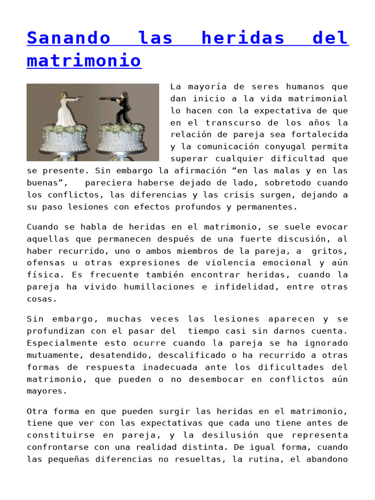 Sanando heridas en el matrimonio | PDF | Las emociones | Amor