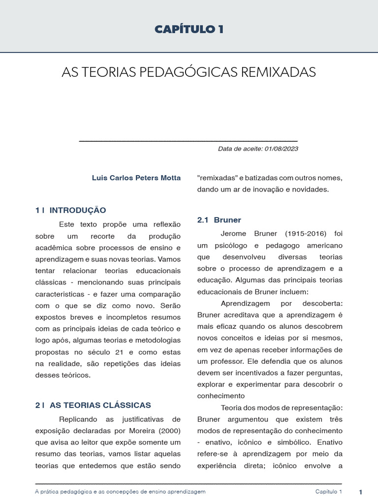 Teorias Pedagógicas e Aprendizagem | PDF | Aprendizado | Pedagogia