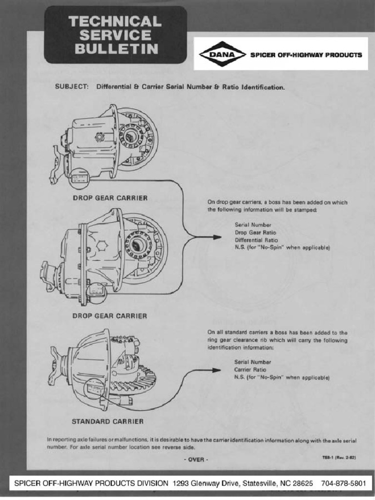 Psb 0001 axle differential serial number and ratio identification 02