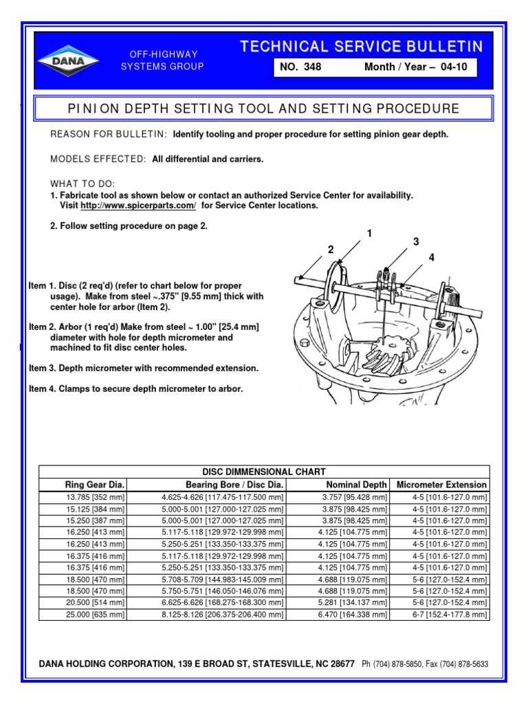 PSB-0348A Pinion Depth Setting and Procedure 04-10 | PDF | Bearing ...