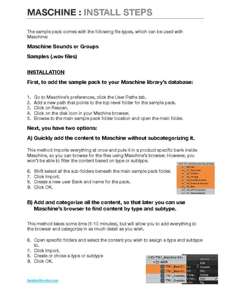 Maschine Sample Pack Installation Guide | PDF