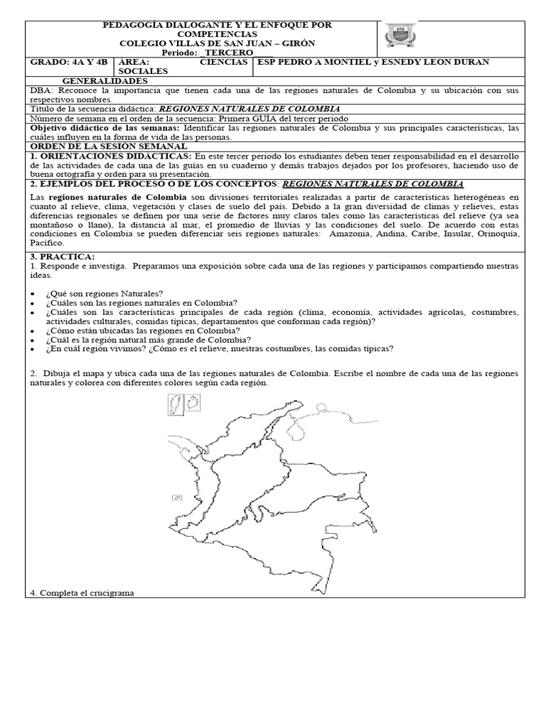 Regiones Naturales de Colombia en 4° | PDF | Colombia