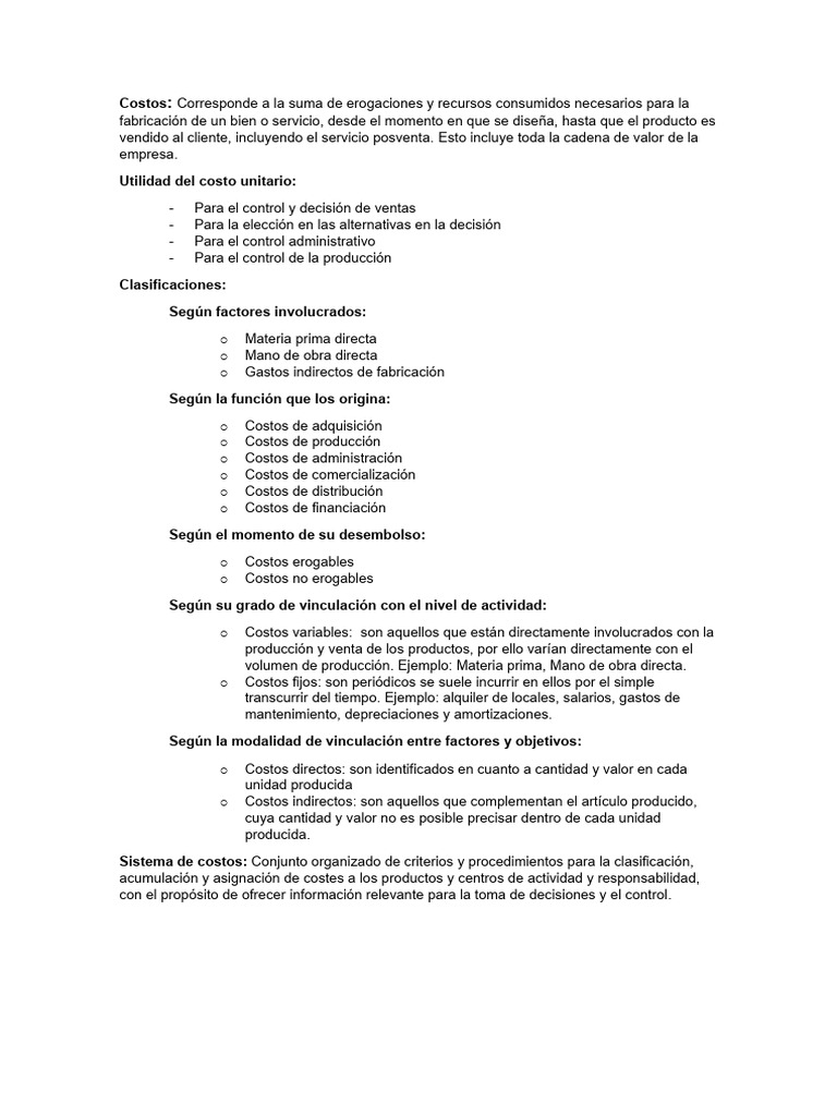 Clasificación y Control de Costos Empresariales | PDF | Costo | Business