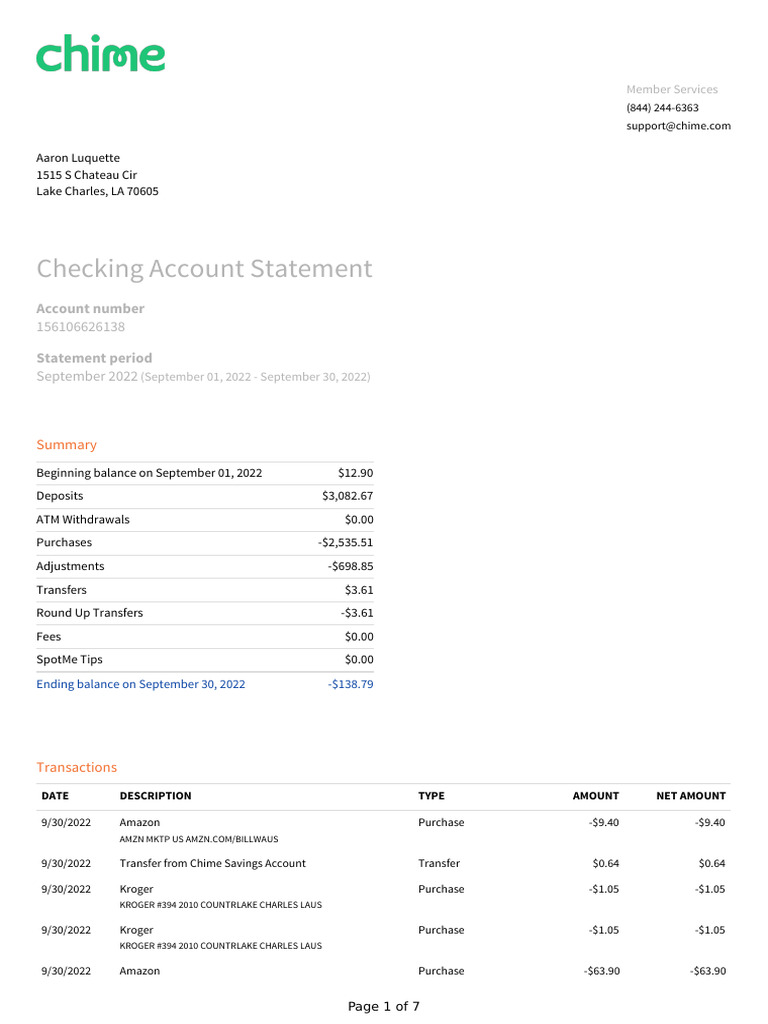 September 2022 Checking Statement | PDF | Walmart | Savings Account