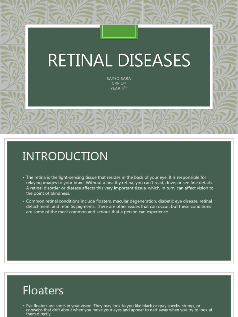 Retinaldiseasessara 190101132828 | PDF | Retina | Visual Impairment