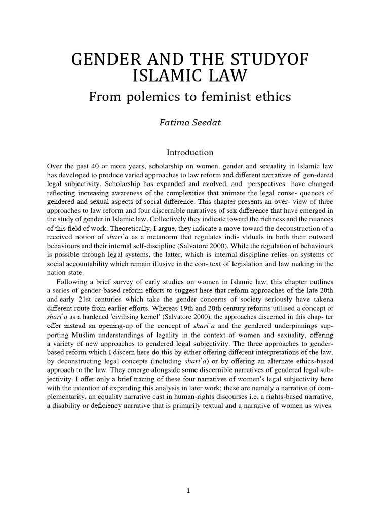 Gender and The Study of Islamic Law Fro | PDF | Sharia | Gender Studies
