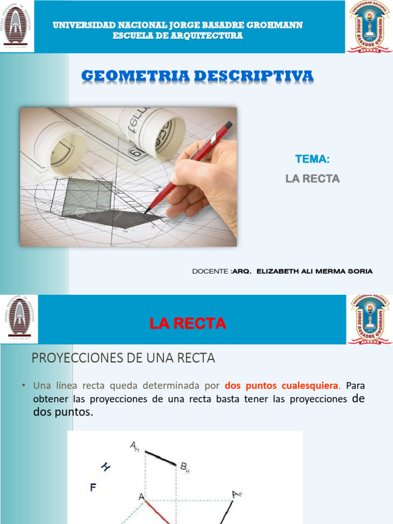Proyecciones de la Recta en Geometría | PDF | Perpendicular | Línea ...