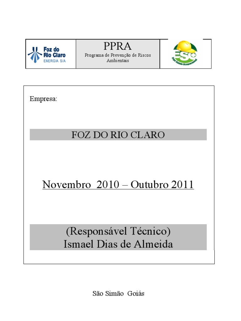 PPRA: Prevenção de Riscos Ambientais | PDF | Ambiente natural ...