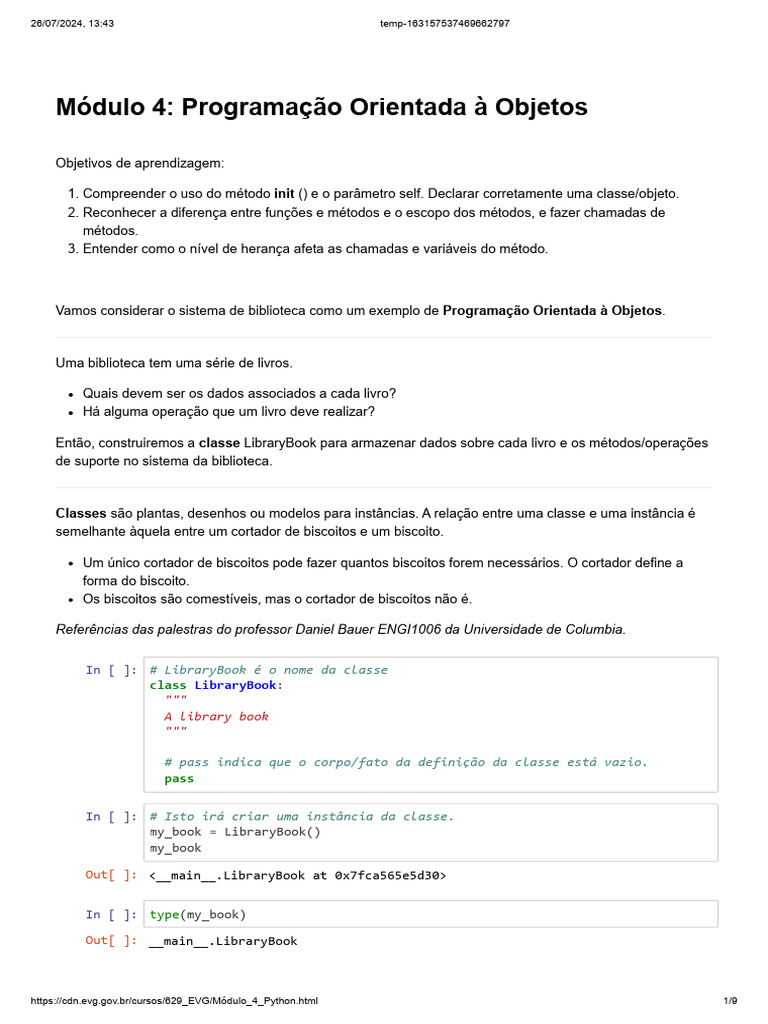 Introdução à Programação Orientada a Objetos | PDF | Classe ...