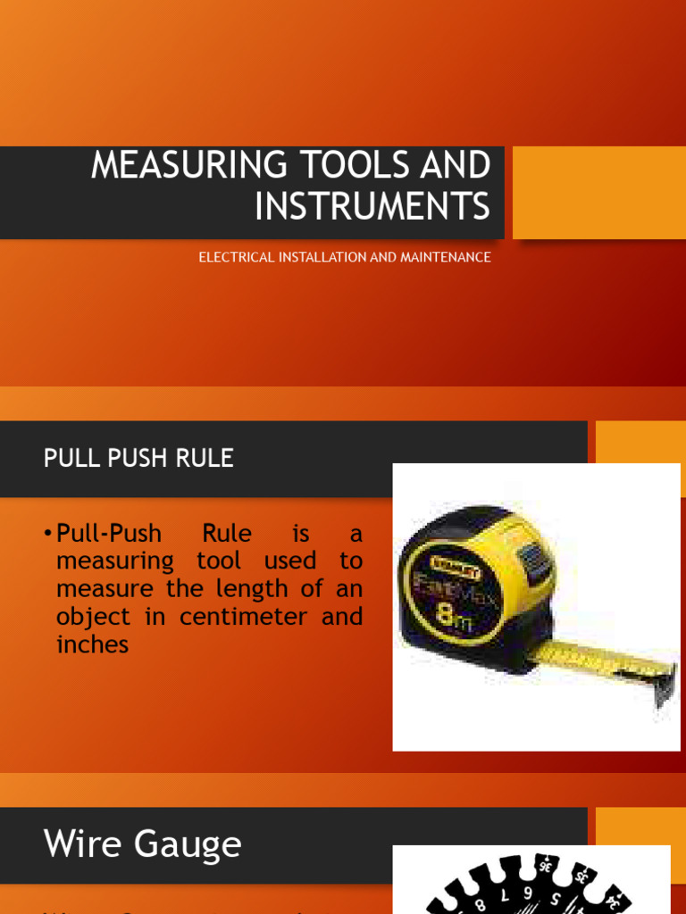 Measuring Tools and Instruments: Electrical Installation and ...