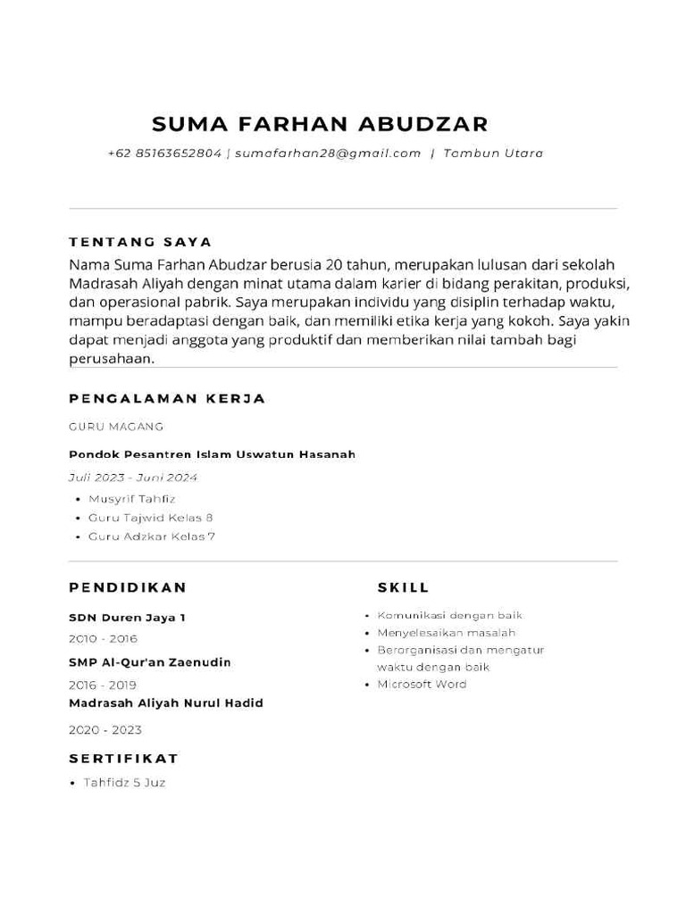 CV Farhan | PDF
