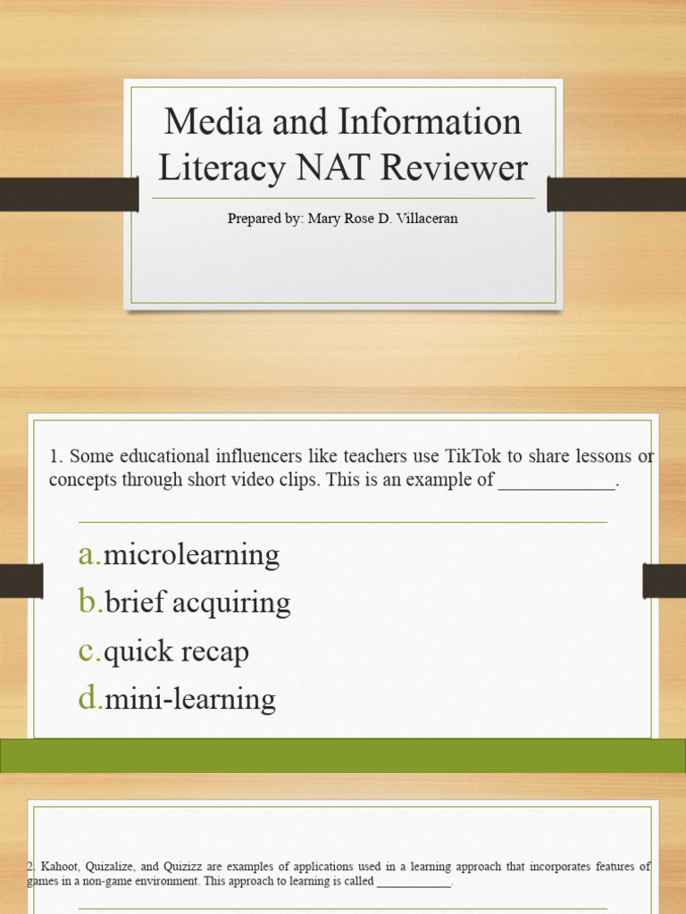 Media and Information Literacy NAT Reviewer SET A | PDF | Mass Media ...