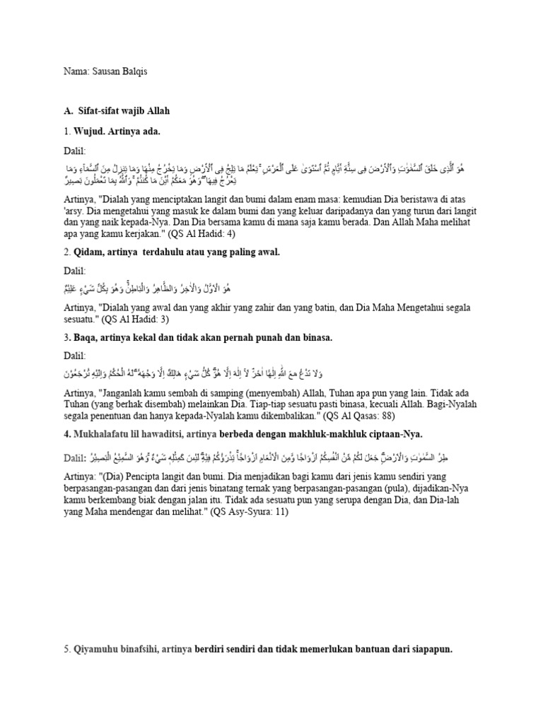 Sifat Wajib dan Mustahil Allah | PDF