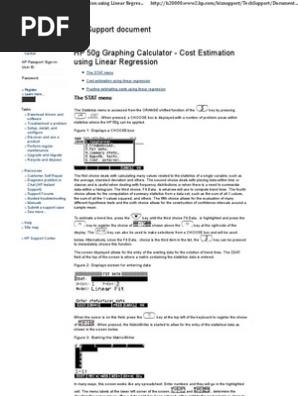 Hp 50g Graphing Calculator Cost Estimation Using Linear