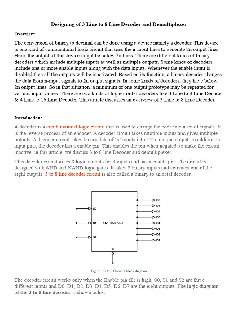 TC - EXP1 - Designing of 3 Line To 8 Line Decoder and Demultiplexer ...