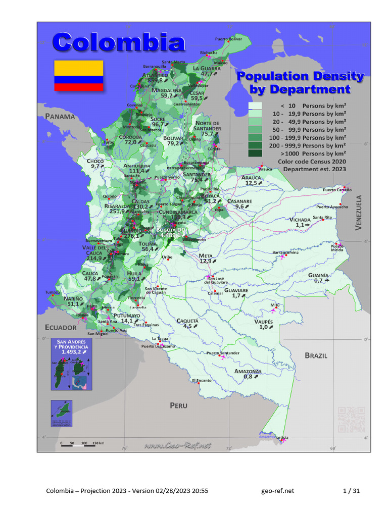 Colombia 2023 Population Projections | PDF