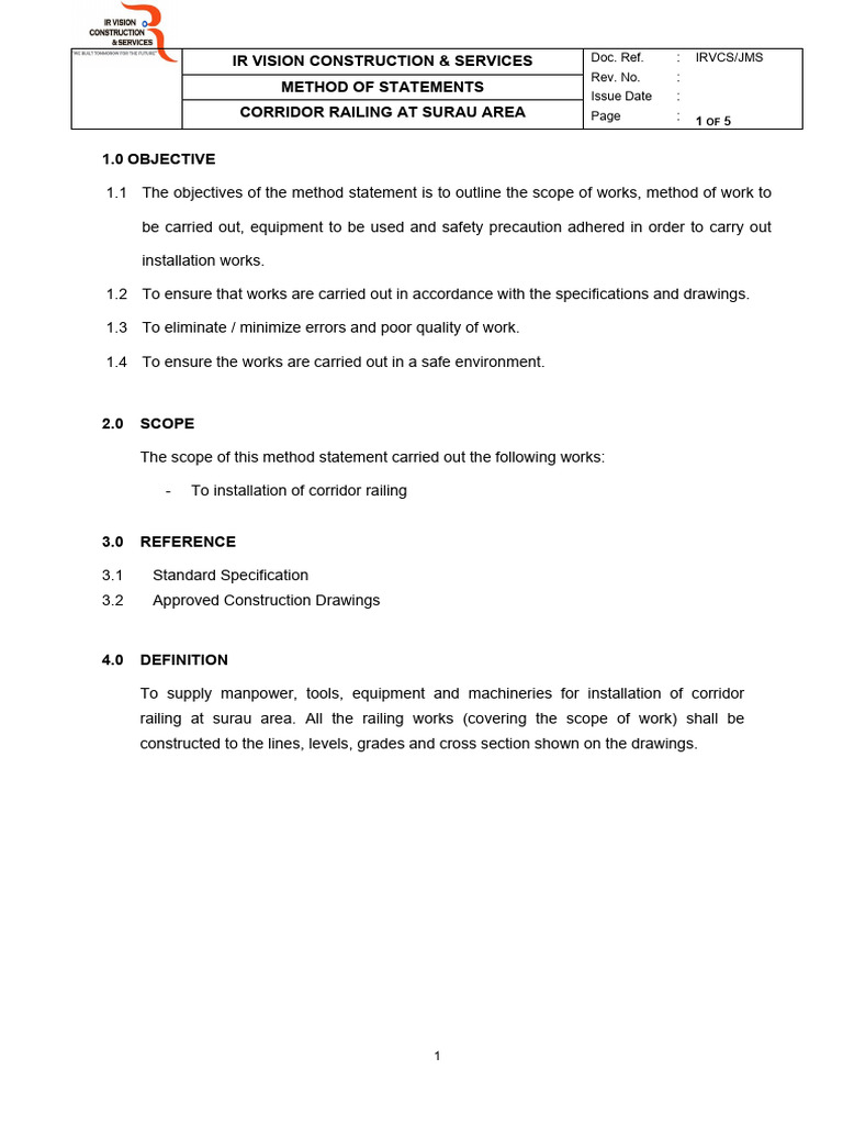 Corridor Railing at Surau Area | PDF | Personal Protective Equipment ...