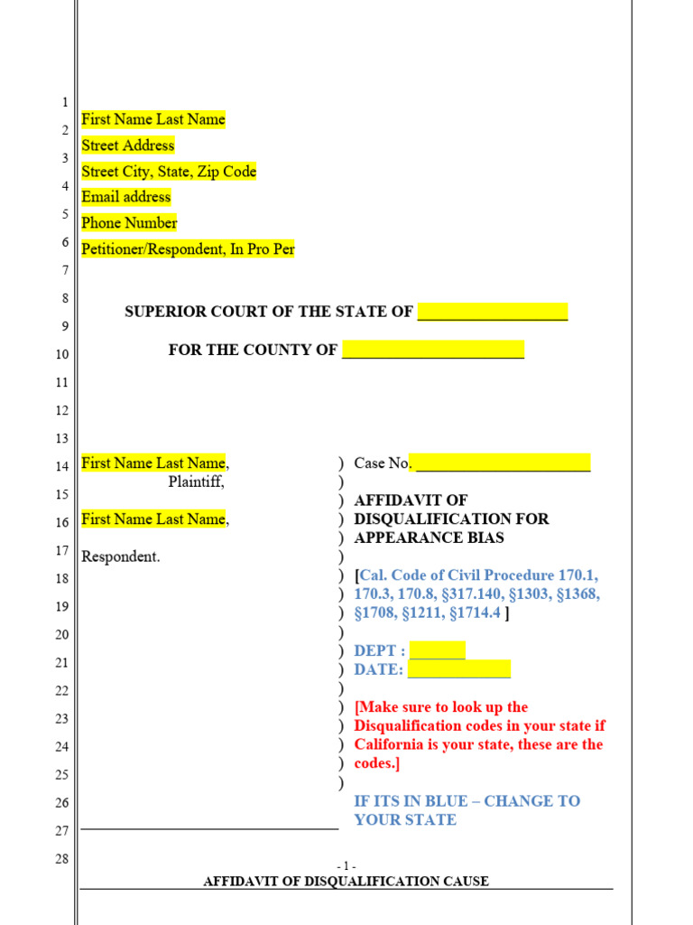 Affidavit for Judicial Disqualification | PDF | Affidavit | Oath Of Office