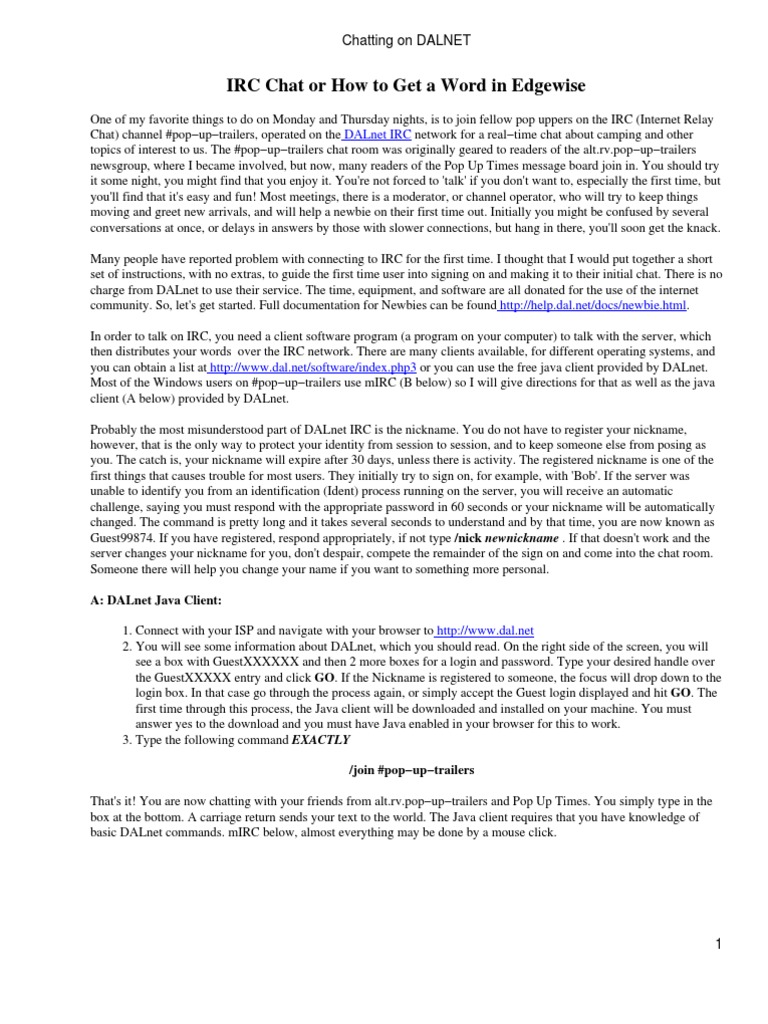 Getting Started with IRC Chat | PDF | Internet Relay Chat | System Software