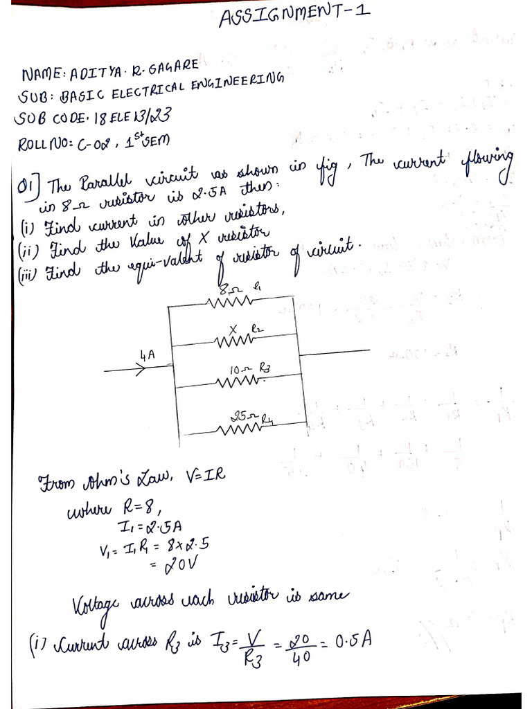 Assignment 1 Electricalengineering | PDF