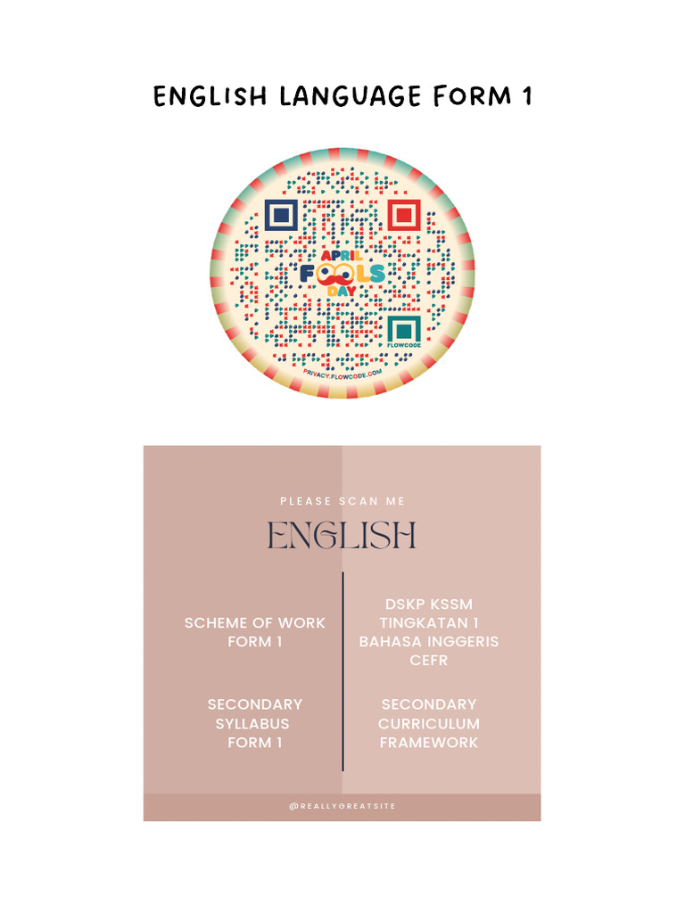 ENGLISH LANGUAGE FORM 1 | PDF