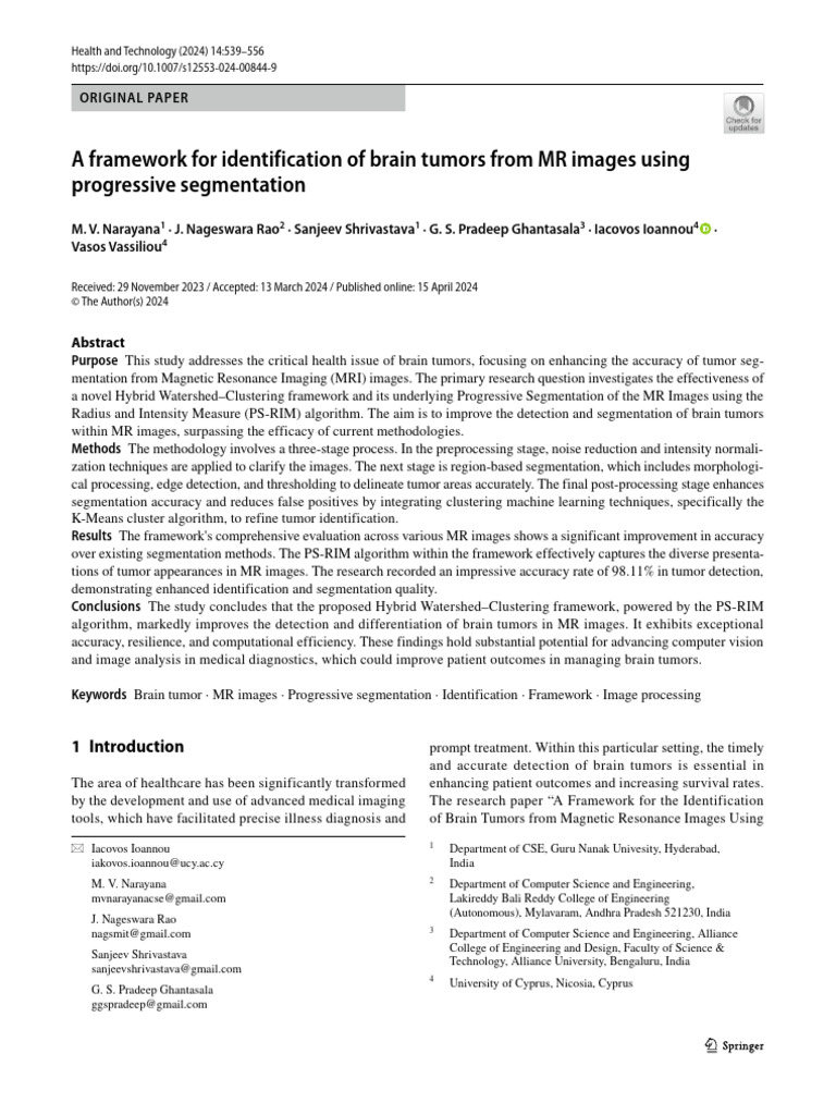 Brain Tumour Health and Technology Journal | PDF | Image Segmentation ...