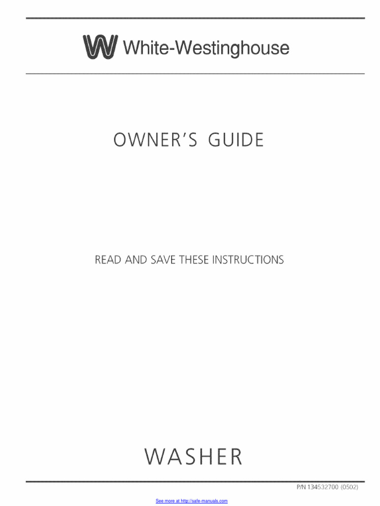 White Westinghouse Washer | PDF | Washing Machine | Water