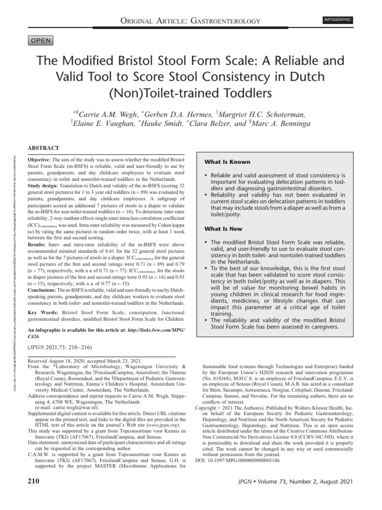 Reliable Stool Consistency Scale for Toddlers | PDF | Gastroenterology ...