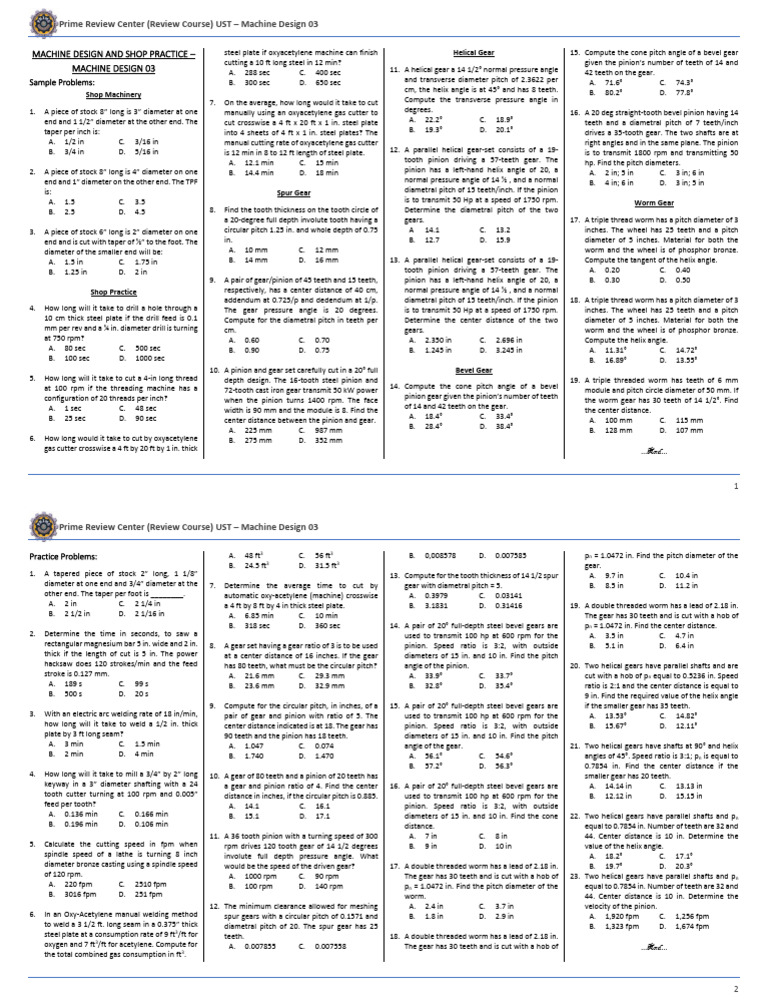 Machine Design Practice Problems | PDF | Gear | Machines