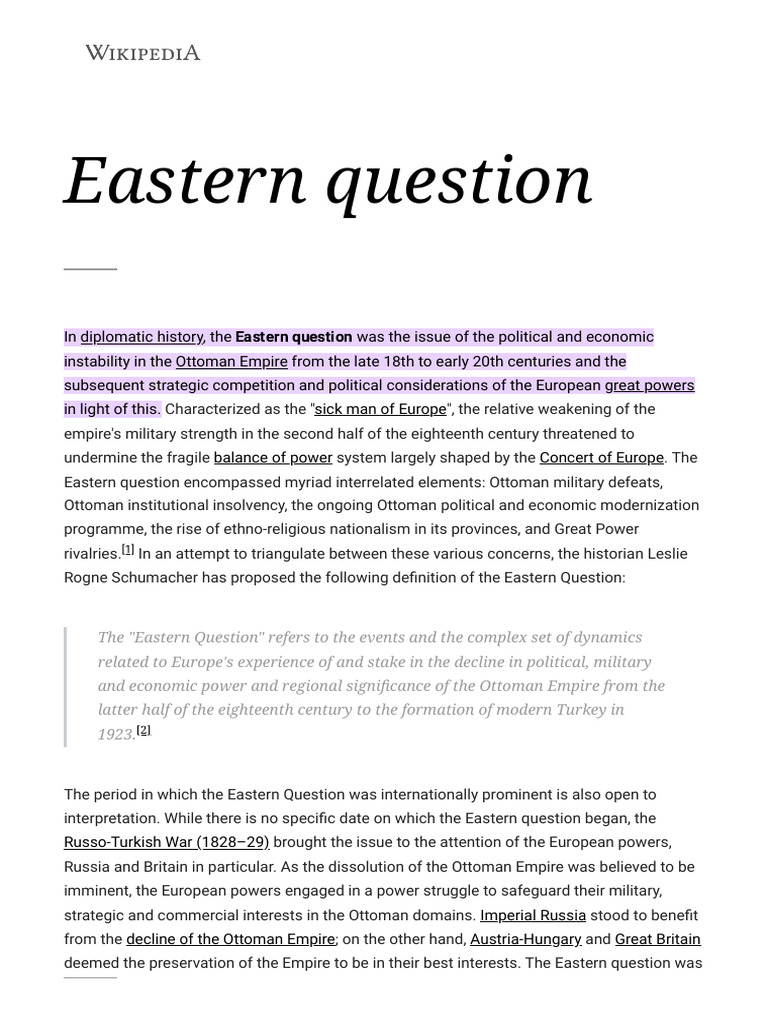 Easternquestion Wikipedia 1711174357591 | PDF | Ottoman Empire ...
